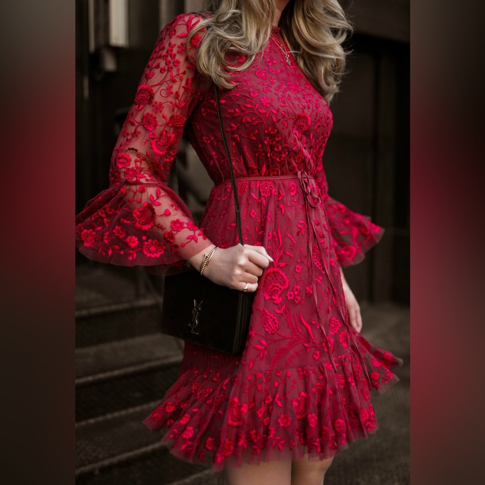 Description
•   Needle & Thread A-Line Dress
•   Pink
•   Floral Print